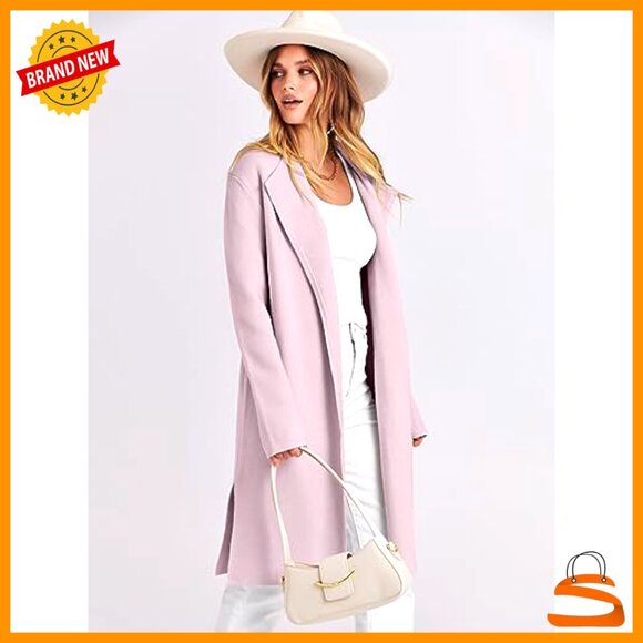 Oversized Knit Cardigan Lapel Trench Coatigan Chic Elegant Fall Casual Wear - Picture 3 of 7